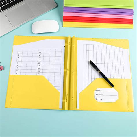 CUWFQ Plastic Folders with Pockets and Prongs, 2-Pocket with Brads ...