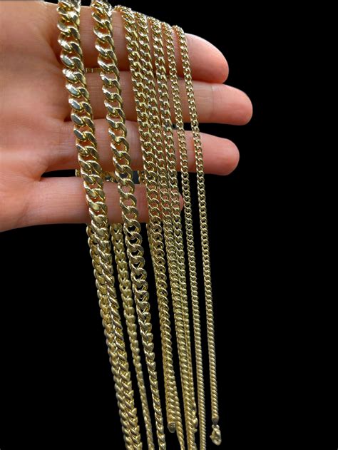 14K Gold Miami Cuban Chain Link Necklace 14K Gold Chain - Etsy