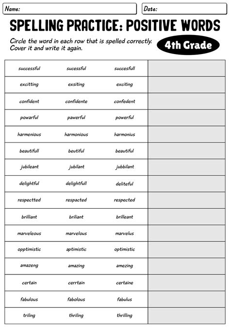 4th grade spelling worksheets printable – Artofit