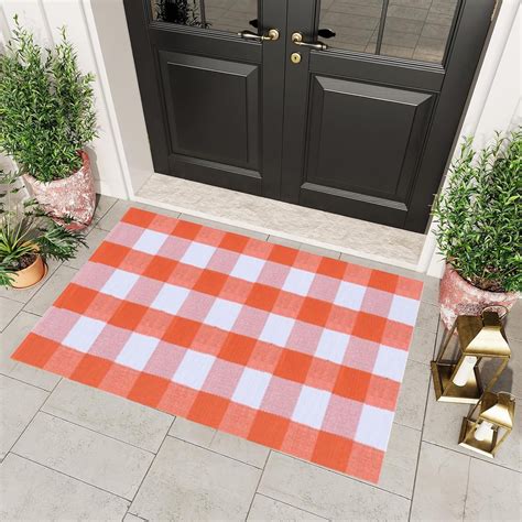 Darzheoy Buffalo Plaid Outdoor Rug Fall Door Mat 16x24 inch Cotton ...