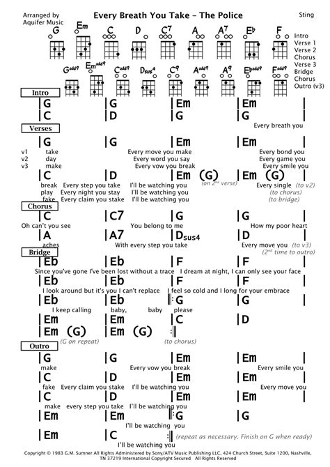 Every Breath You Take (arr. Aquifer Music) by The Police Sheet Music ...