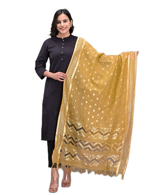 Buy Indian Handicrafts Silk Women/Girls Stylish Zari Polka Dots Dupatta ...