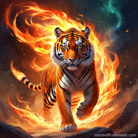 Tiger Fire Shape | Stable Diffusion Online