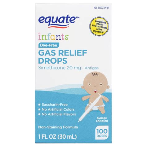Equate Infants Dye-Free Simethicone Gas Relief Drops, 20 mg, 1 fl oz ...
