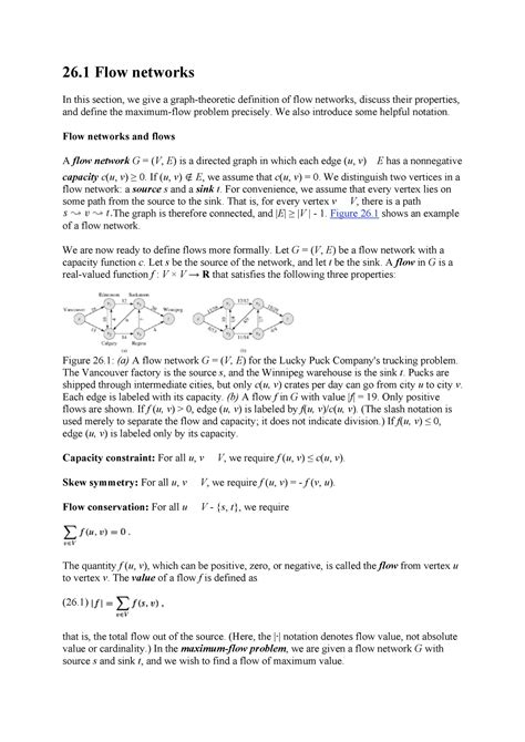 Algorithm PART 6 Maximum FLOW - Chapter 26 - 26 Flow networks In this ...