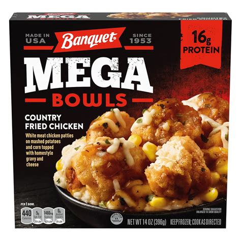 Banquet Mega Bowls Country Fried Chicken, Microwave Meal for One ...
