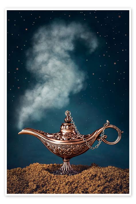Aladdin magic lamp with smoke print by Elena Schweitzer | Posterlounge