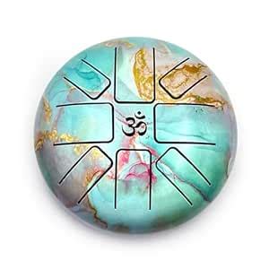 LIKLA Steel Tongue Drum/Happy Drum, 7 Inch, Green Ocean Design with Om ...