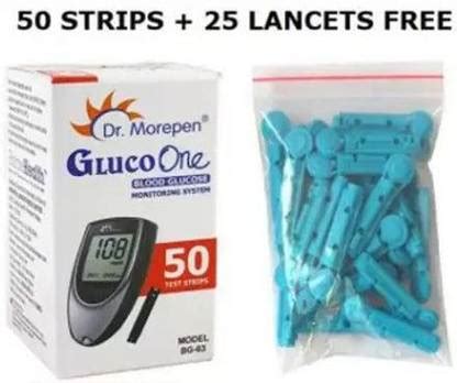 Dr. Select Lancet + Dr. Morepen GlucoOne Bg-03 Strips 50 Glucometer ...