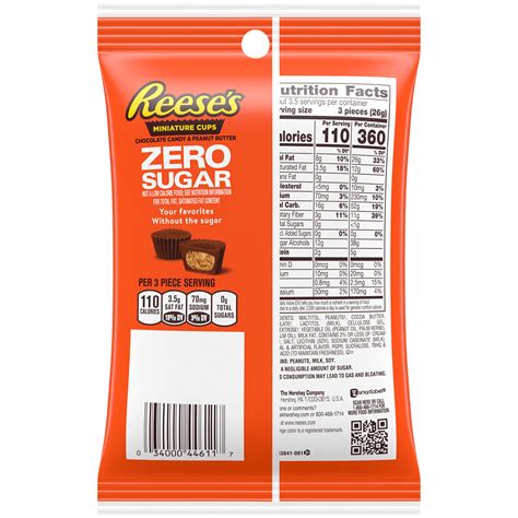Hershey's - Zero Sugar Candy - Reese's Peanut Butter Cups - 3 oz Bag ...