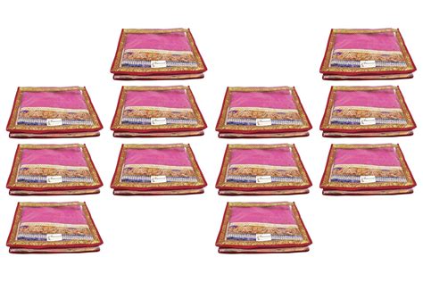 Shree Shyam Products® Transparent Maroon Border 2 Inch Saree Cover, 12 ...