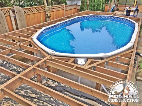 Above Ground Pool Deck Framing | Outdoor: Wooden Pool Deck Kits | How ...