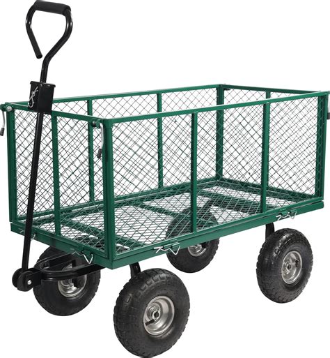 campMax Mesh Steel Garden Carts Wagon, Heavy Duty Pullable Gardening ...