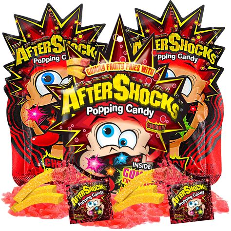 Extreme Sour Cherry Popping Candy Rocks and Fruity Gummy Fries, Fizzy ...