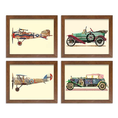 Painting Mantra Vintage Aeroplane Car MDF Wood Framed Painting ...