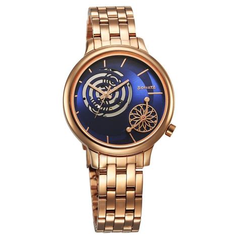 Sonata Unveil Quartz Analog Blue Dial Metal Strap Watch for Women ...