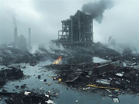 Factory producing land pollution real photo | Premium AI-generated image