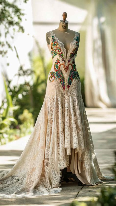 Boho Embroidered Wedding Dress
