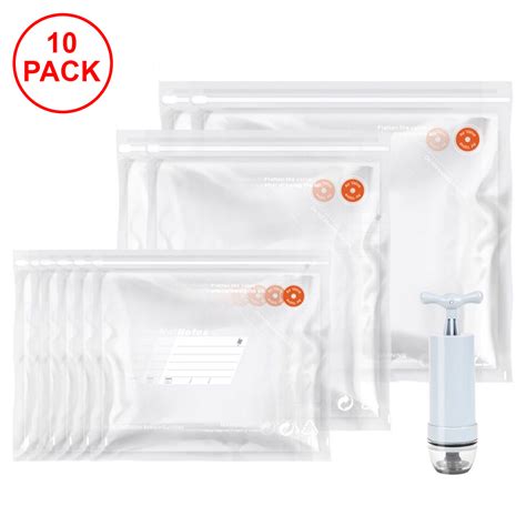 10 Pack Felji Food Vacuum Sealer Bags with Hand Pump, BPA-Free ...