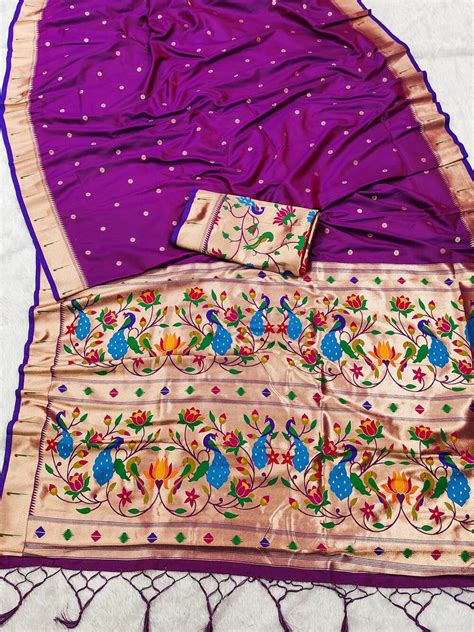 Surpassing Purple Paithani Silk Saree With Most Flattering Blouse Piec ...