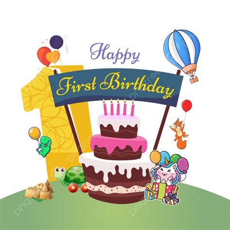 Happy 1st Birthday Colorfull Vector With Cake Design, Happy 1st ...