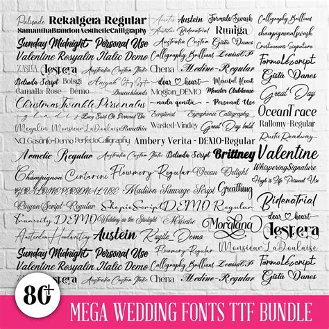 Wedding Font Bundle, Calligraphy Script Fonts, Handwritten Cursive Font ...