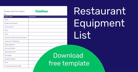 Restaurant Kitchen Equipment Checklist at Kari Gonzales blog