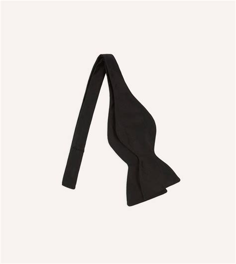 Black Self-Tie Satin Butterfly Bow Tie – Drakes