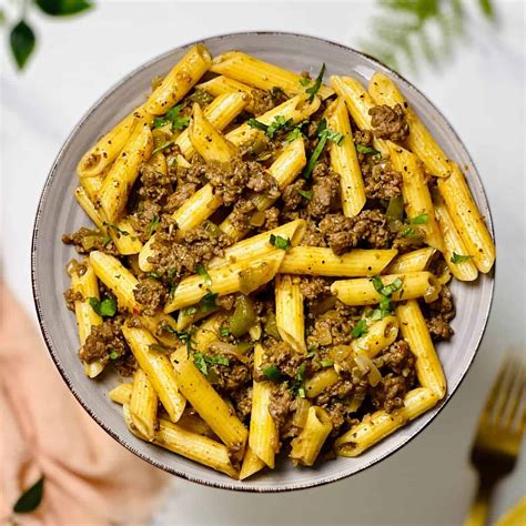 Ground Beef Pesto Pasta