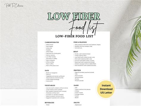 Low Fiber Food List | Low Fiber Cheat Sheet | Food Guide | Nutrition List | Healthy Eating ... - list of low fiber foods
