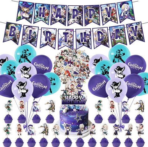 Buy 92 Pcs Genshin Impact Party Supplies, Anime Games Merch Party ...