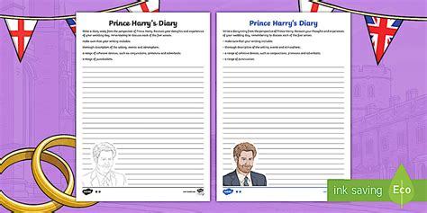 KS2 Prince Harry’s Diary Writing Differentiated Worksheets