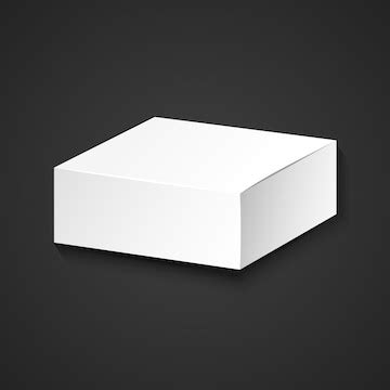 Vector white blank mock up paper low square package cardboard box ...