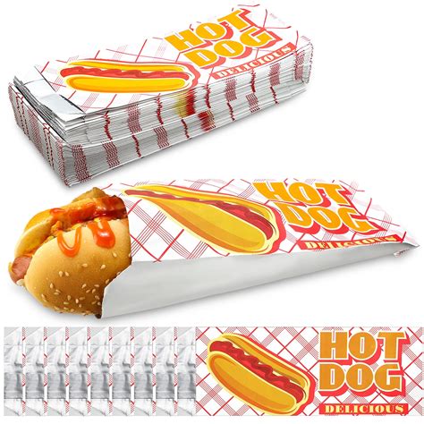 Hot Dog Sleeves 100-Pack Hot Dog Bags - Grease-Resistant Paper Sleeves ...