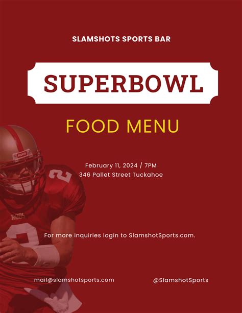 Free Football Super Bowl Food Menu Flyer Template to Edit Online