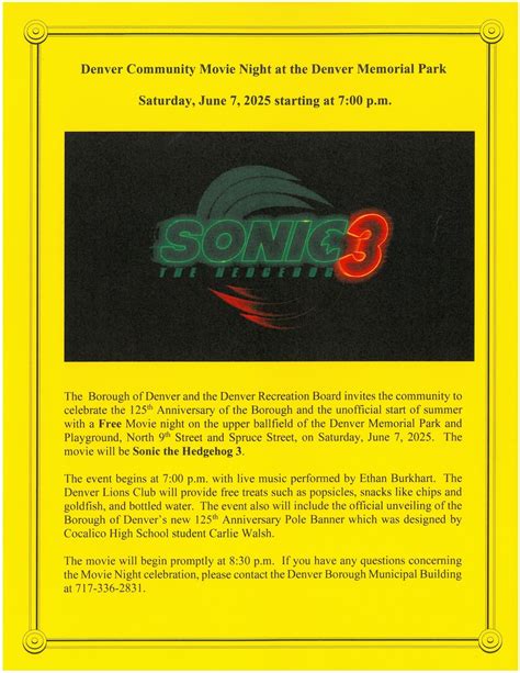 Denver Community Movie Night at the Denver Memorial Park , 801 Main St ...