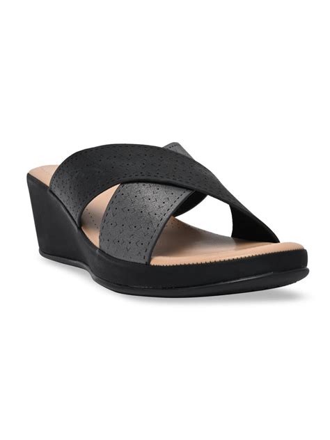 Shop Rocia By Regal Black Women Laser Cut Wedges Online