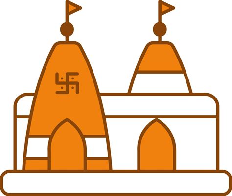 Hindu Temple Icon In Orange And White Color. 24193737 Vector Art at ...