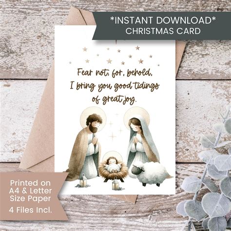 Printable Nativity Christmas Card, Christian Christmas Card, Religious ...