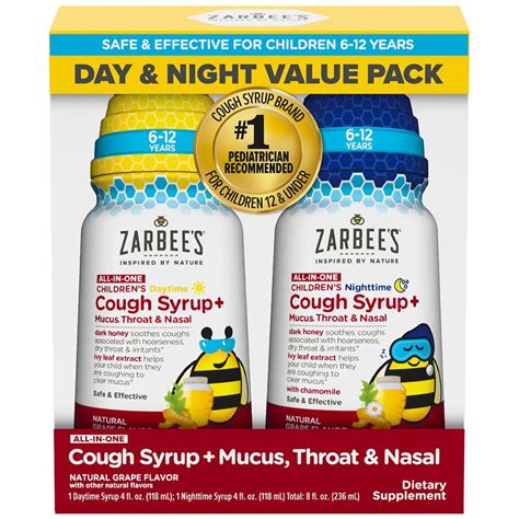 Zarbee's Children's All-in-One Cough Day/Night, Ages 6-12 Grape | Walgreens