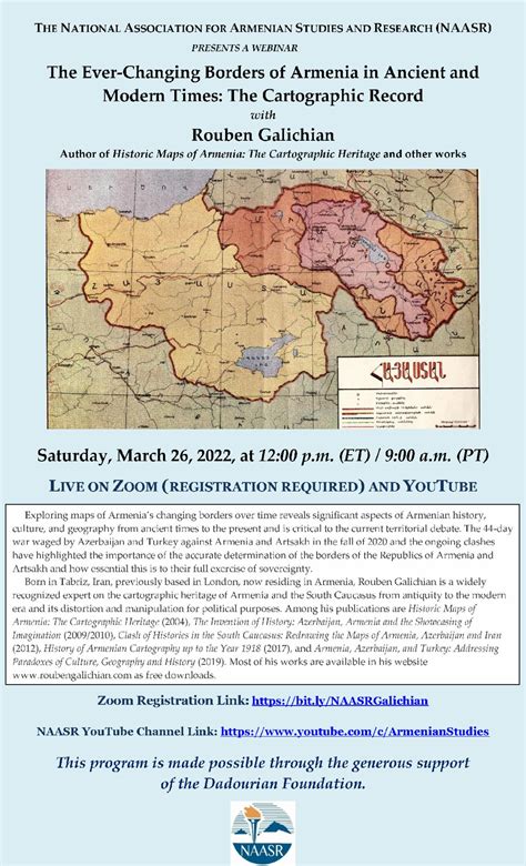 Sat., March 26 @ 12 pm (Eastern)/9 am (Pacific): Rouben Galichian, "The Ever-Changing Borders of ...