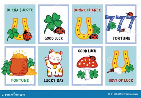 Buena Suerte- Good Luck In Spanish. Postcard Template With Ladybug ...