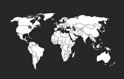 White World Map On Black Background With Country Borders 20850308 Vector Art at Vecteezy
