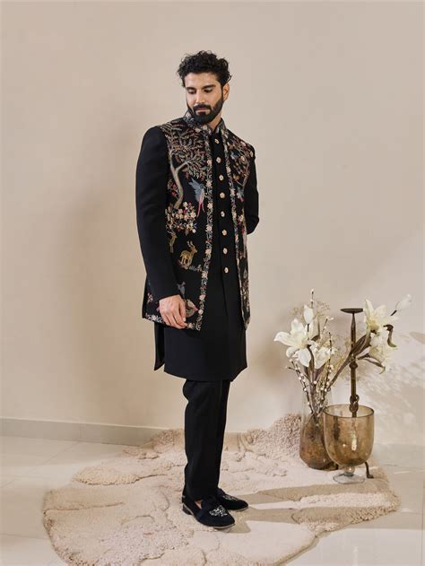 Black Indo-Western In Thread Work