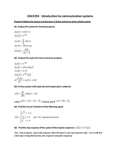Practice Problems 19AIE204 - 19AIE204 Introduction to communication ...
