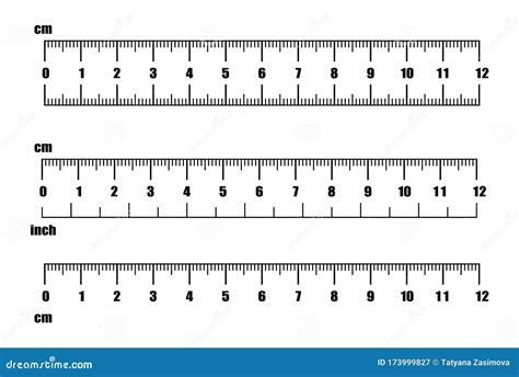 Inch and Metric Rulers. Centimeters and Inches Measuring Scale Cm ...