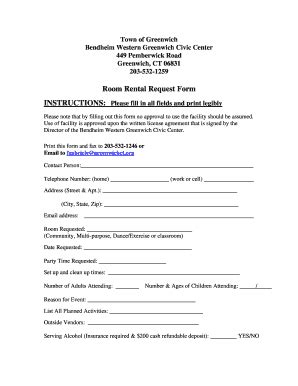 Fillable Online greenwichct Bendheim Western Greenwich Civic Center ...