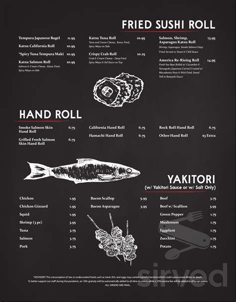 Ru San's menu in Atlanta, Georgia, USA