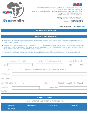 Reimbursement Claim Form - SES-Zambia - Fill and Sign Printable ...