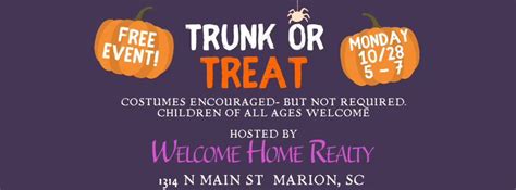 Trunk & Treat at Welcome Home Realty, 1314 N Main St, Marion, SC 29571 ...